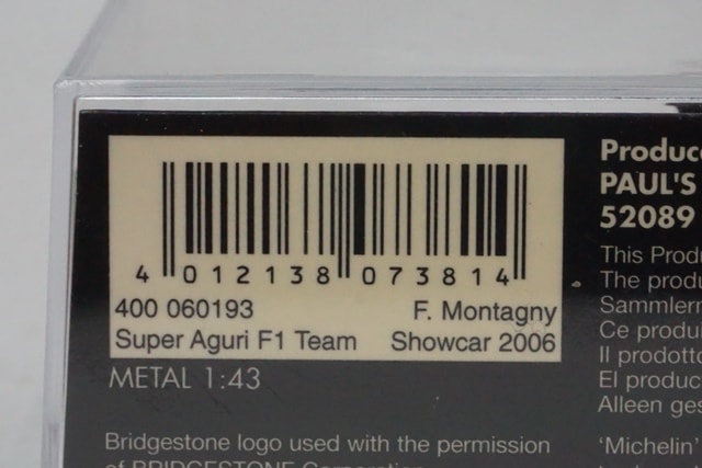 1:43 MINICHAMPS 400060193 Honda Super Aguri F1 Team Show Car 2006 #23 F.Montagny