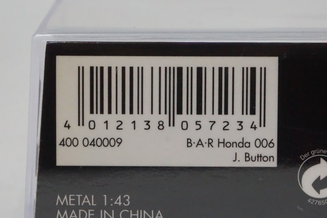1:43 MINICHAMPS 400040009 BAR Honda 006 #9 J. Button model car