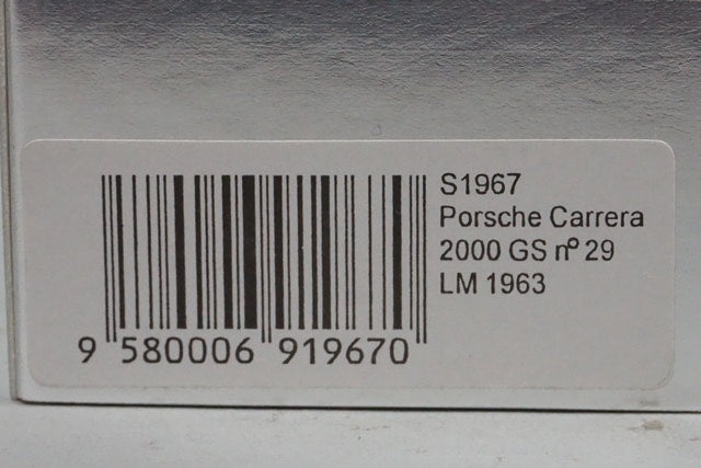 1:43 SPARK S1967 Porsche Carrera 2000 GS LM 1963 #29 model car