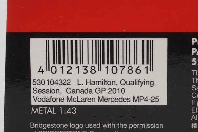 1:43 MINICHAMPS 530104322 Vodafone McLaren Mercedes MP4-25 Canadian GP 2010 #2 L.Hamilton