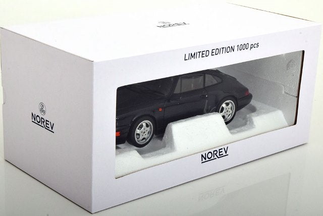 187324 NOREV 1:18 Porsche 911 (964) Carrera 4 1990 Coupe in Dark Blue Metallic, Custom Order from MODELISSIMO