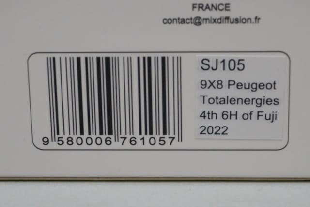 1:43 Spark SJ105 Peugeot 9X8 Total Energies 6H Fuji 4th 2022 #93 model car