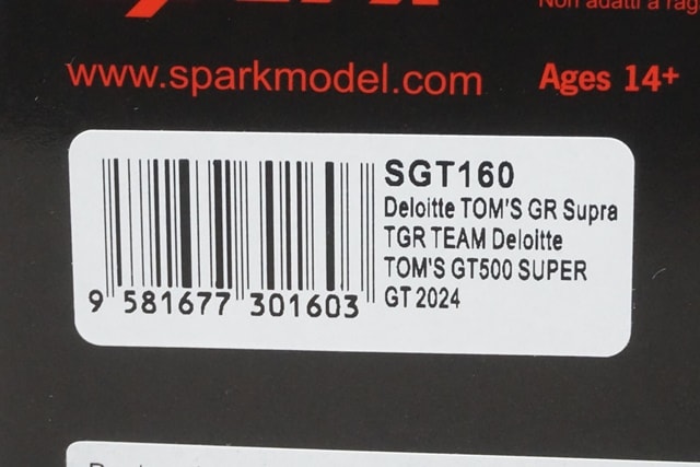 1:43 Spark SGT160 Toyota Deloitte Toms GR Supra GT500 Super GT 2024 #37 model car