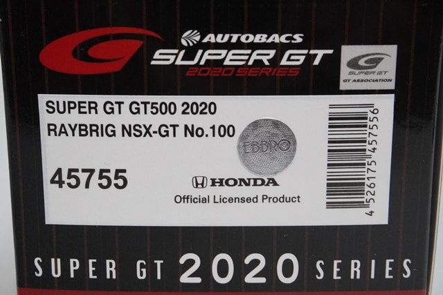 1:43 EBBRO 45755 Honda Raybrig NSX-GT Super GT GT500 2020 #100 model car