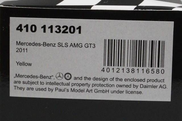 1:43 MINICHAMPS 410113201 Mercedes-Benz SLS AMG GT3 2011 Yellow model car