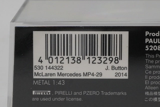 1:43 MINICHAMPS 530144322 McLaren Mercedes MP4-29 Australia 2014 #22 model car