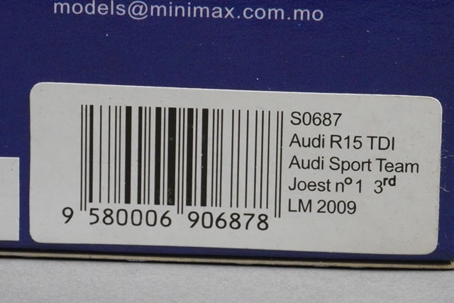 1:43 SPARK S0687 Audi R15 TDI Sports Team Joest Le Mans 3rd 2009 #1 model car