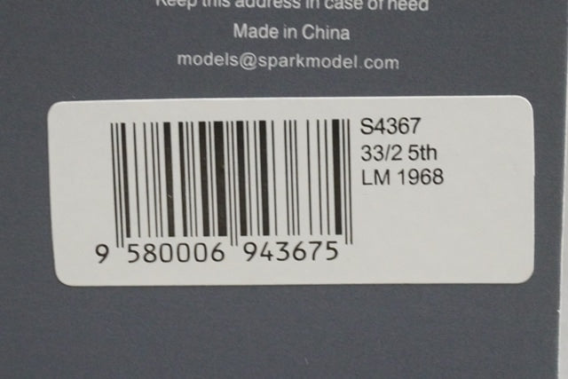 1:43 SPARK S4367 Alfa Romeo 33/2 Le Mans 5th 1968 #38 model car