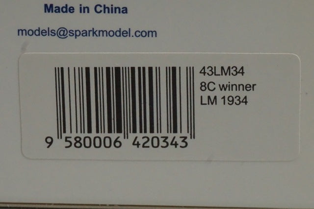 1:43 SPARK 43LM34 Alfa Romeo 8C Le Mans 1934 #9 model car