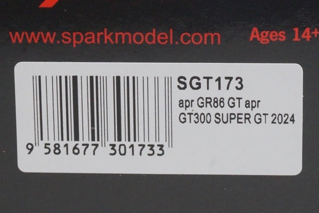 1:43 SPARK SGT173 Toyota APR GR86 GT300 Super GT 2024 #30 Hiroaki Nagai / Rikki Kobayashi / Manabu Orido