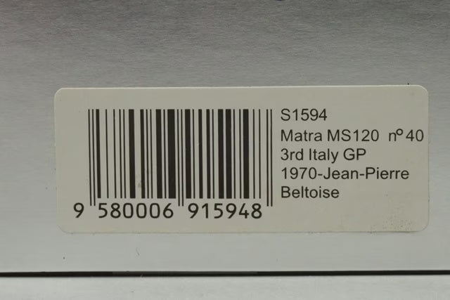 1:43 Spark S1594 Matra MS120 Italian GP 3rd 1970 #40 J.P. Beltoise
