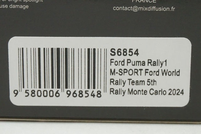 1:43 Spark S6854 Ford Puma Rally1 M-Sport Monte Carlo Rally 5th 2024 #16 A.Fourmaux / A.Corea