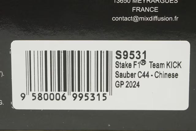 1:43 Spark S9531 Stake F1 Team KICK Sauber C44 Chinese Grand Prix 2024 #24 Zhou Guanyu