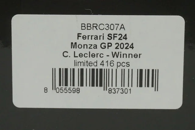 1:43 BBR BBRC307A Ferrari SF24 Monza GP Winner 2024 #16 C. Leclerc