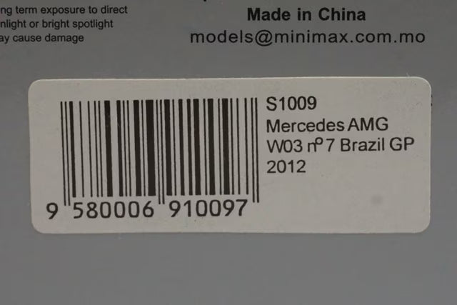 1:43 Spark S1009 Mercedes-AMG F1 W03 Brazilian GP 2012 #7 M. Schumacher