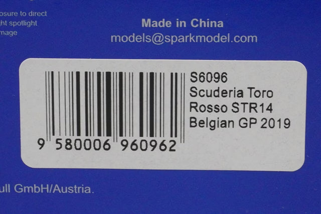 1:43 Spark S6096 Scuderia Toro Rosso STR14 Belgian GP 2019 #10 P.Gasly