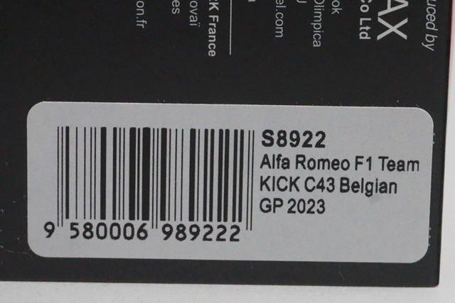 1:43 Spark S8922 Alfa Romeo F1 Team KICK C43 Belgian GP 2023 #24 Guanyu Zhou