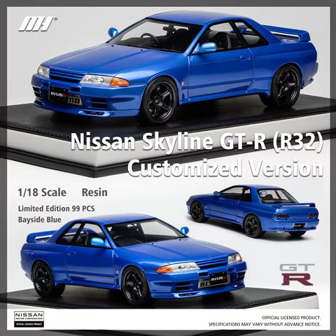 MH027BE MOTORHELIX 1:18 Nissan Skyline GT-R (R32) Customized Version Bayside Blue