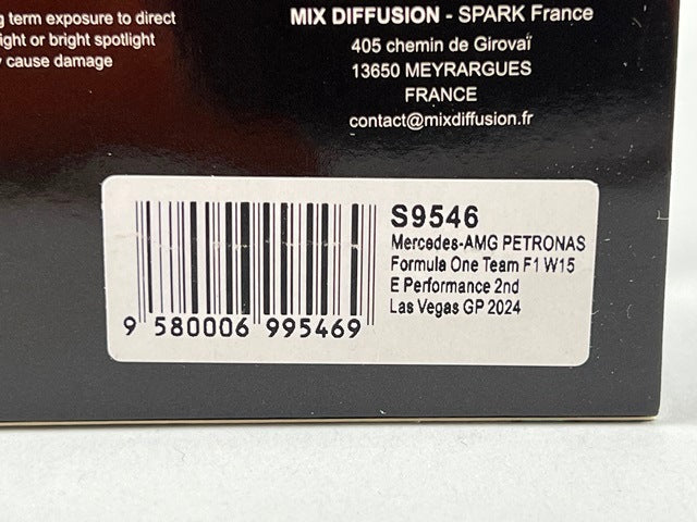 1:43 Spark S9546 Mercedes-AMG Petronas F1 Team W15 e-Performance Las Vegas GP 2nd 2024 #44 L. Hamilton