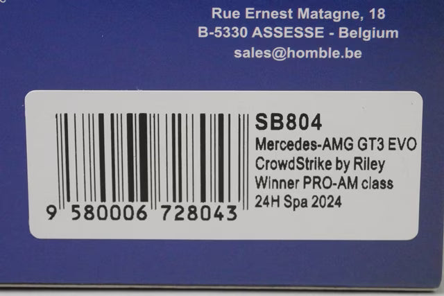 1:43 Spark SB804 Mercedes-AMG GT3 EVO CrowdStrike by Riley PRO-AM Class 24H SPA Winner 2024 #4