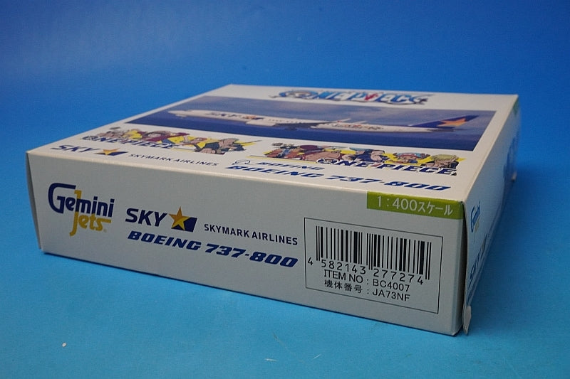 1:400 B737-800 Skymark ONE PIECE Jet JA73NF BC4007 Gemini airplane model