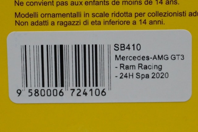 1:43 SPARK SB410 Mercedes AMG GT3 Ram Racing SPA 24H 2020 #74 model car