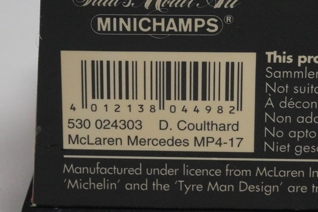 1:43 MINICHAMPS 530024303 McLaren Mercedes MP4-17 D.Coulthard #3 model car