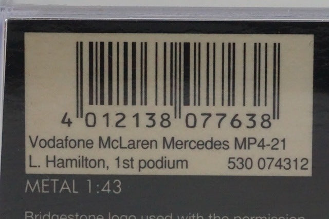 1:43 MINICHAMPS 530074312 Vodafone McLaren Mercedes MP4-21 2007 L.Hamilton #2 model car