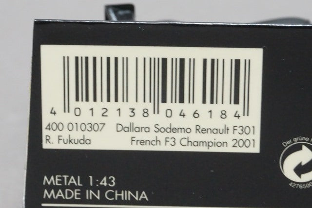 1:43 MINICHAMPS 400010307 Dallara Sodemo Renault F301 2001 Fukuda Ryo #7