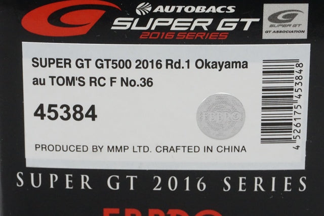 1:43 EBBRO 45384 LEXUS au TOM'S RC F Super GT GT500 Okayama 2016 #36