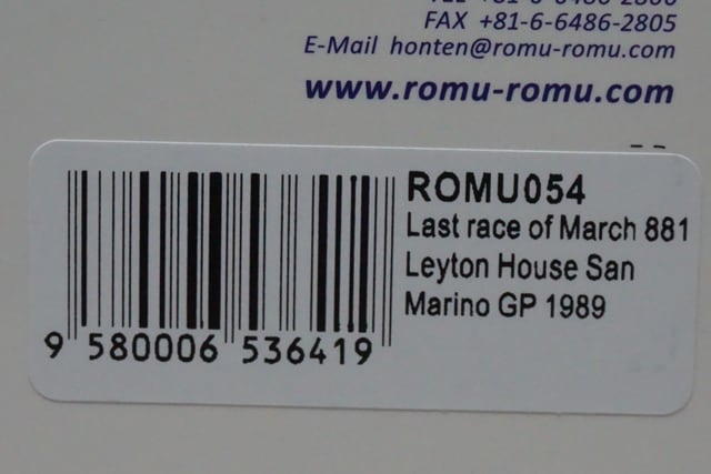 1:43 SPARK ROMU054 Leyton House March 881 Last Race San Marino GP 1989 #16 Ivan Capelli ROMU