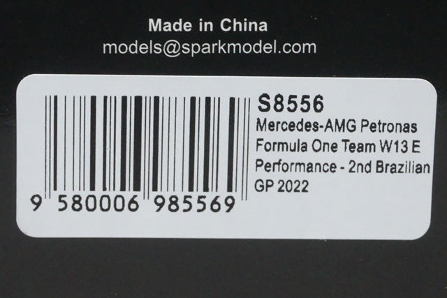 1:43 SPARK S8556 Mercedes-AMG Petronas F1 Team W13 E-Performance Brazilian GP 2nd 2022 #44 L. Hamilton model car