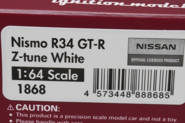 1:64 Ignition model IG1868 Nissan NISMO R34 GT-R Z-tune White model car