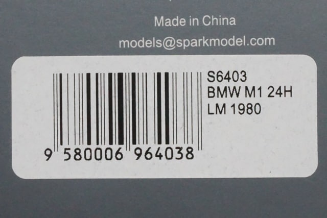 1:43 Spark S6403 BMW M1 Le Mans 24H 1980 #84 H-J. Stack D.Laco H-G.Burgel mdoel car