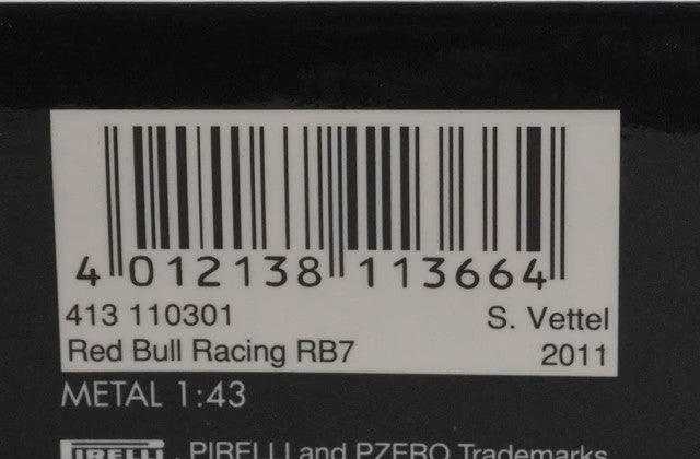 1:43 MINICHAMPS 413110301 Red Bull Racing RB7 Japanese GP 2011 #1 S.Vettel model car