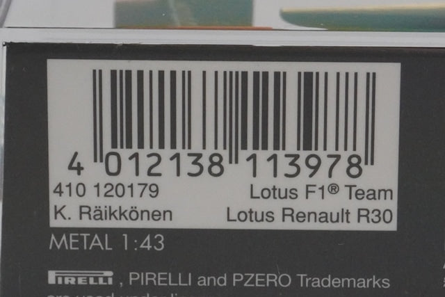 1:43 MINICHAMPS 410120179 Lotus F1 Team Renault R30 Valencia 2012 #9 model car