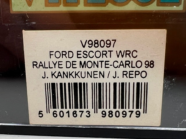 1:43 VITESSE V98097 Ford Escort WRC MONTE CARLO Rally 1998 #7 J. Kankkunen J. Lepo model car