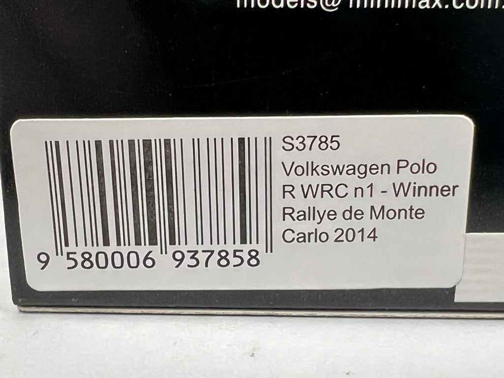 1:43 Spark S3785 Volkswagen Polo R WRC MONTE CARLO Rally 2014 #1 S. Ogier J. Ingrassia model car