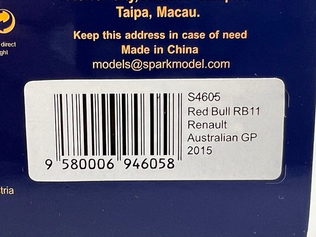 1:43 Spark S4605 Red Bull RB11 Renault Australian GP 2015 #26 model car