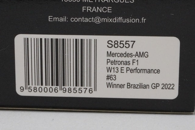 1:43 Spark S8557 Mercedes-AMG Petronas W13 E-Performance Brazilian GP 2022 #63 model car