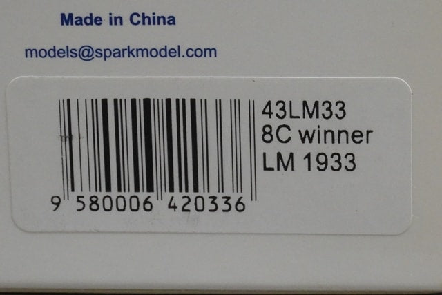 1:43 SPARK 43LM33 Alfa Romeo 8C Le Mans 1933 #11 model car