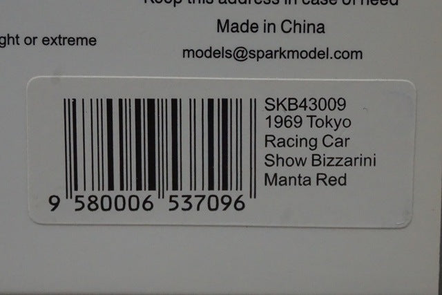 1:43 SPARK SKB43009 Kidbox Bizzarrini Manta Tokyo Racing Car Show 1969 Red model car