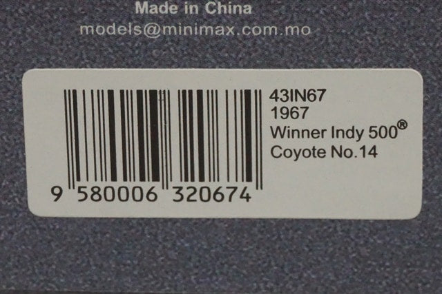 1:43 Spark 43IN67 Coyote Indy 500 Winner 1967 #14 A.J. Foyt model car