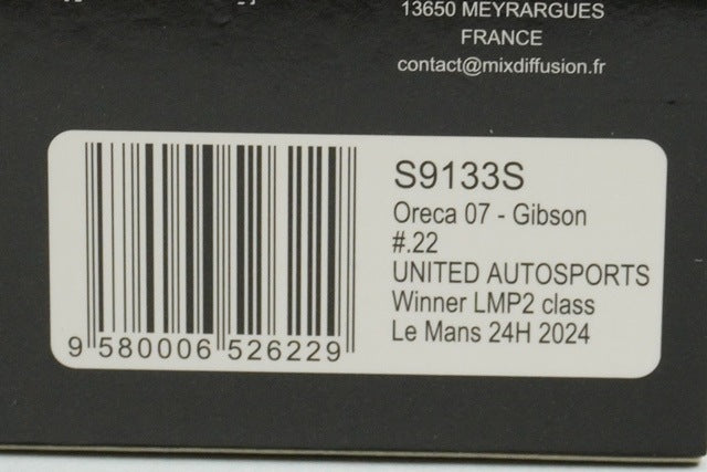 1:43 Spark S9133S BAM Custom Oreca 07 Gibson United Autosports LMP2 Class Le Mans 24H Winner 2024 #22
