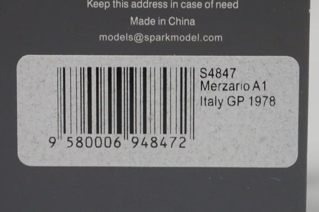 1:43 Spark S4847 Merzario A1 Italian GP 1978 #37 A. Merzario Marlboro specification