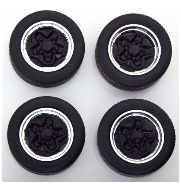 KKDCACC028 KK scale 1:18 Porsche rims and tires set Hackmesser-Felge black