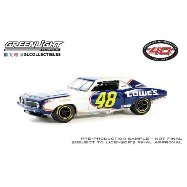 30493 GreenLight 1:64 Chevrolet Camaro 1969 - Jimmie Johnson / Hendrick Motorsports First Win Tribute - April 28, 2002
