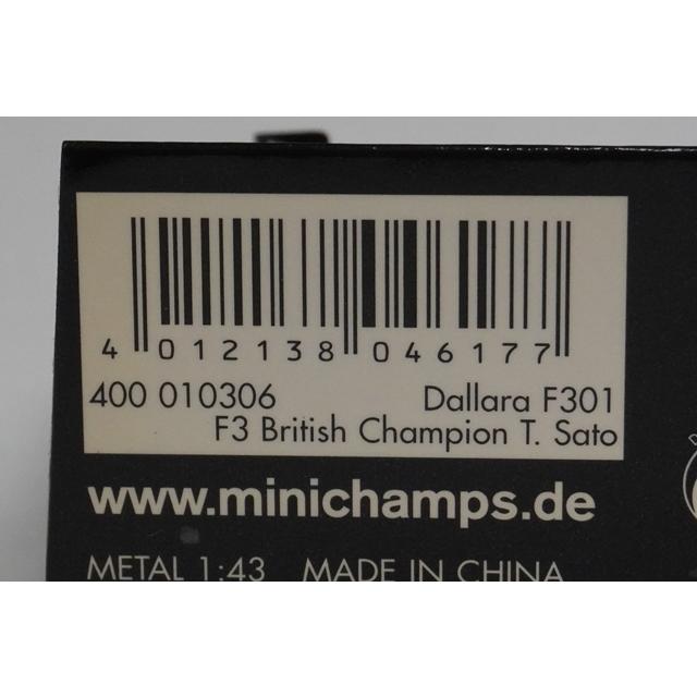 1:43 MINICHAMPS 400010306 Dallara Mugen Honda F301 F3 British Champion 2001 #6 model car