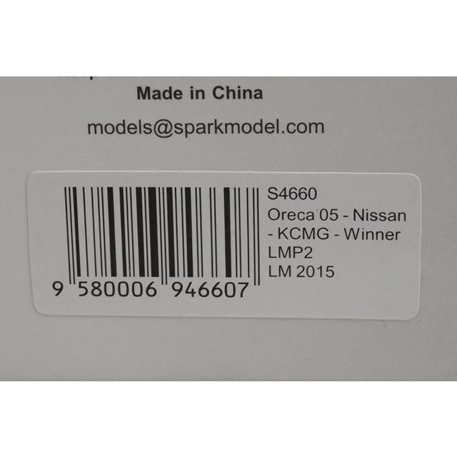 1:43 SPARK S4660 Oreca 05 Nissan KCMG LMP2 LM Winner 2015 #47 model car