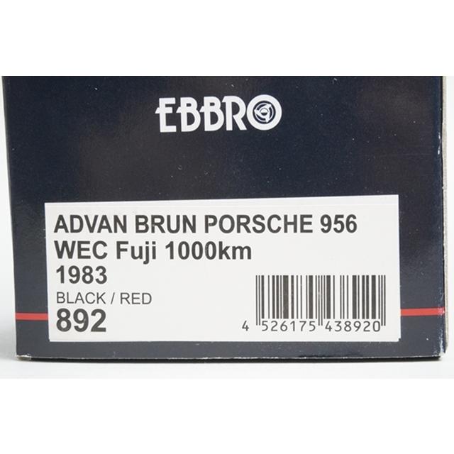 1:43 EBBRO 43892 Porsche PORSCHE ADVAN BRUN 956 WEC Fuji 1000km 1983 Black/Red #8